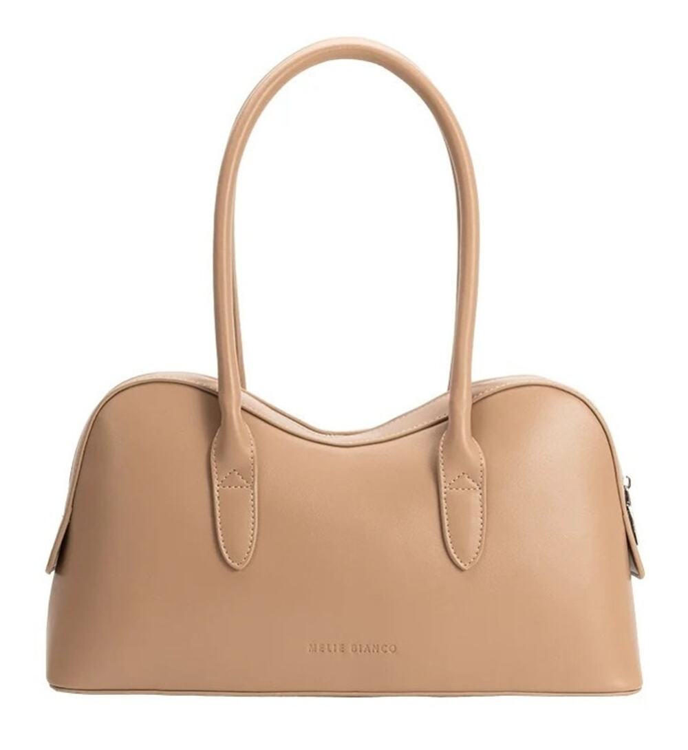Melie Bianco Tilda Vegan Leather Shoulder Bag Beige Tan Minimalist Old Money